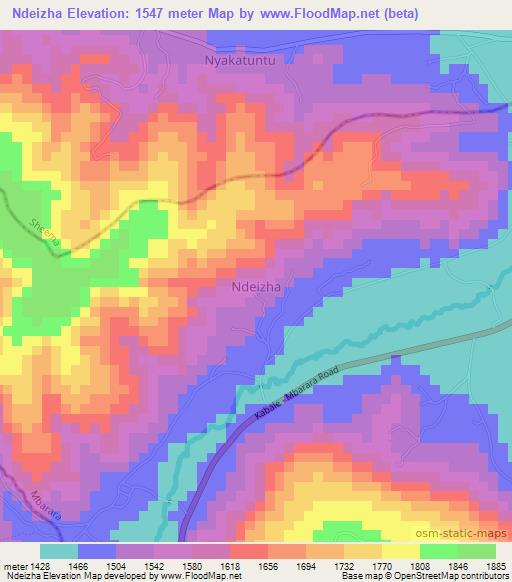Ndeizha,Uganda Elevation Map