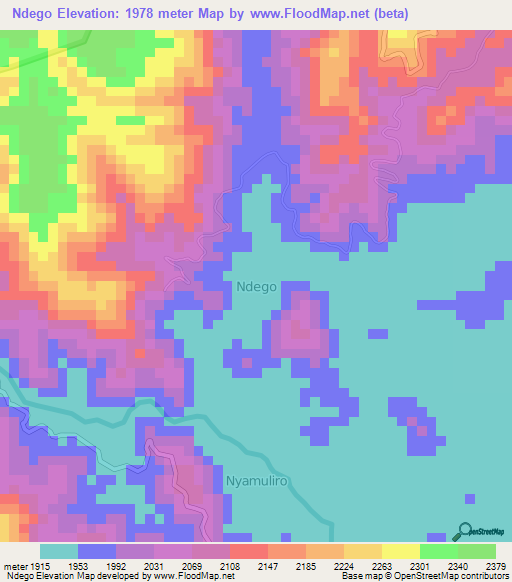Ndego,Uganda Elevation Map