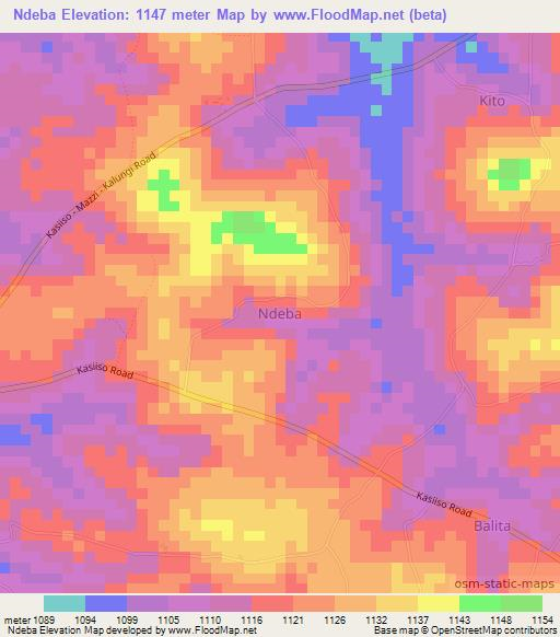 Ndeba,Uganda Elevation Map