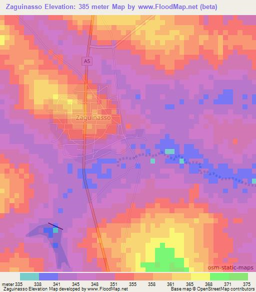 Zaguinasso,Ivory Coast Elevation Map