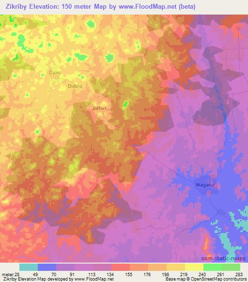 Zikriby,Ivory Coast Elevation Map
