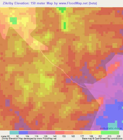 Zikriby,Ivory Coast Elevation Map