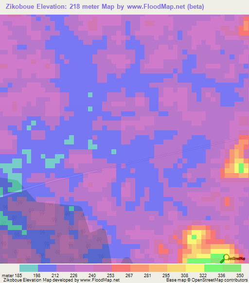Zikoboue,Ivory Coast Elevation Map
