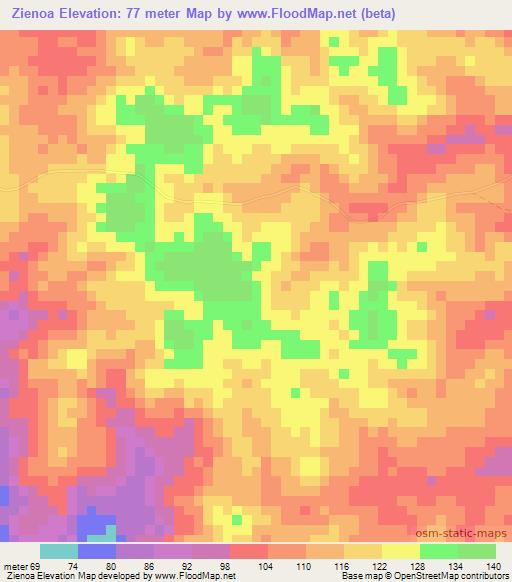 Zienoa,Ivory Coast Elevation Map