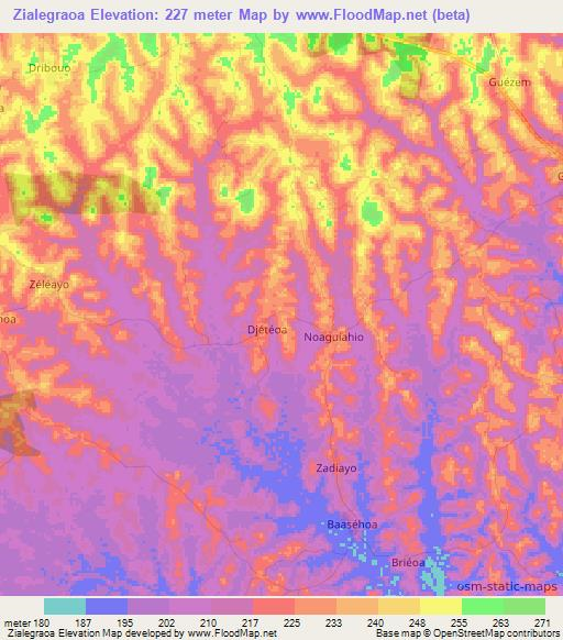 Zialegraoa,Ivory Coast Elevation Map