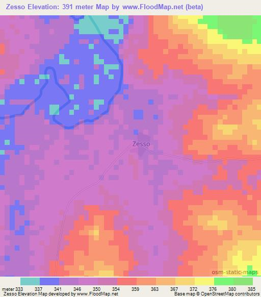 Zesso,Ivory Coast Elevation Map
