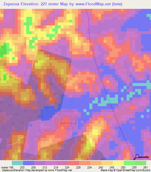 Zepeoua,Ivory Coast Elevation Map