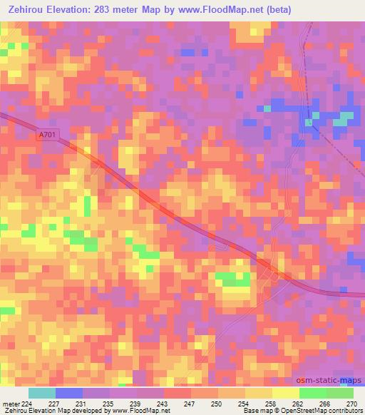 Zehirou,Ivory Coast Elevation Map
