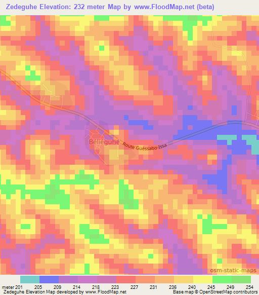 Zedeguhe,Ivory Coast Elevation Map