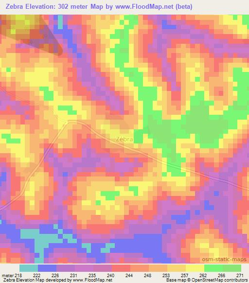 Zebra,Ivory Coast Elevation Map