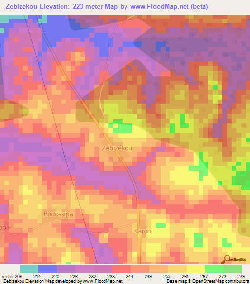 Zebizekou,Ivory Coast Elevation Map