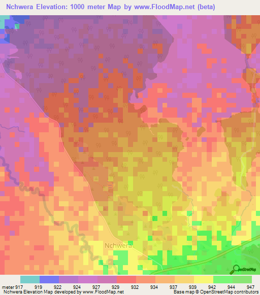 Nchwera,Uganda Elevation Map