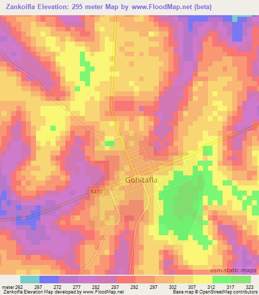 Zankoifla,Ivory Coast Elevation Map