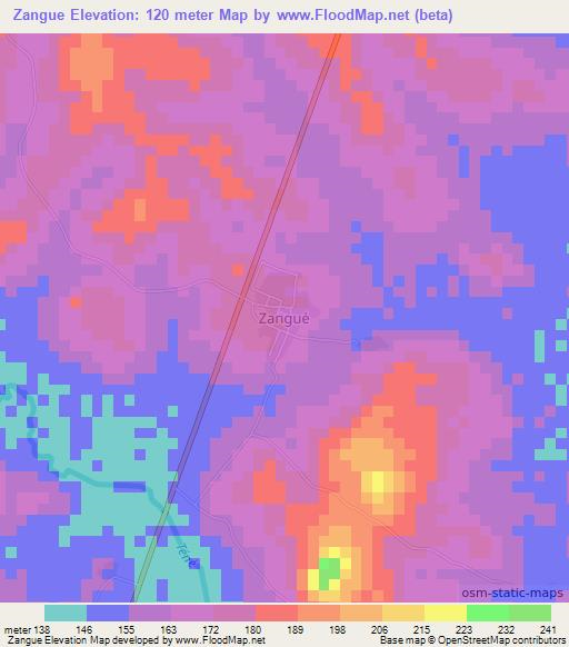 Zangue,Ivory Coast Elevation Map