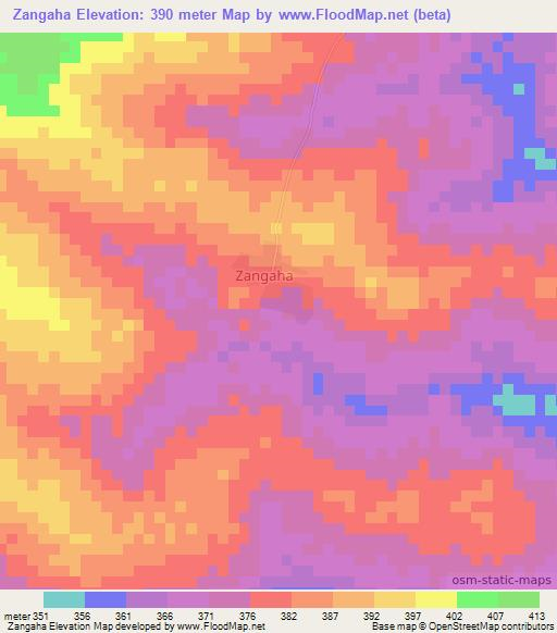 Zangaha,Ivory Coast Elevation Map