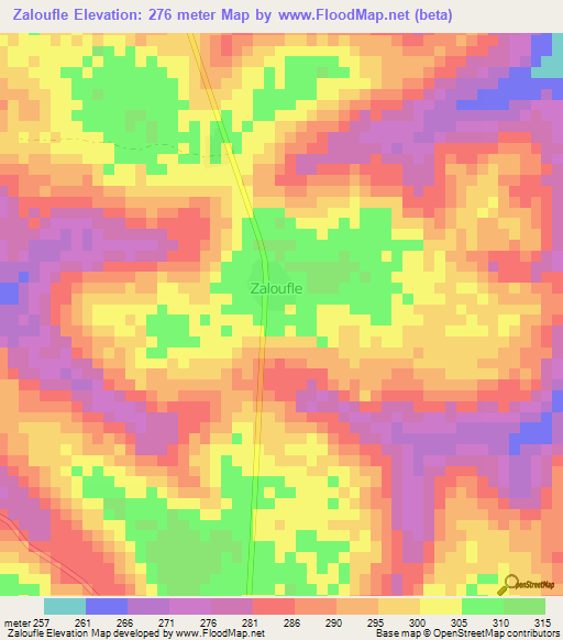 Zaloufle,Ivory Coast Elevation Map