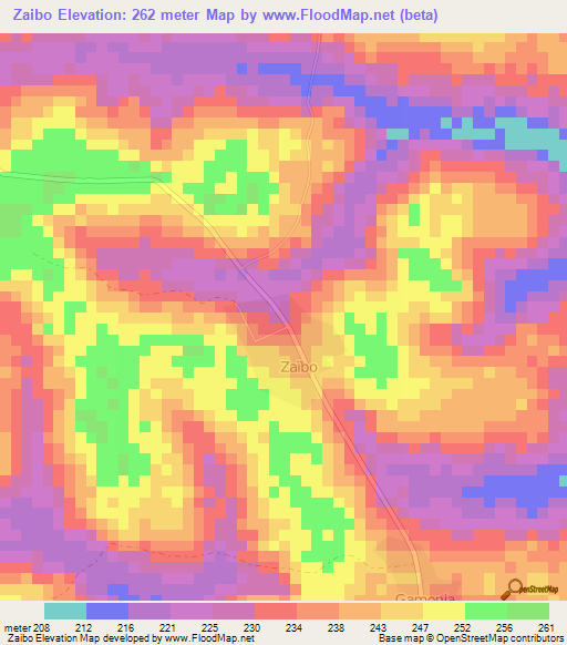 Zaibo,Ivory Coast Elevation Map