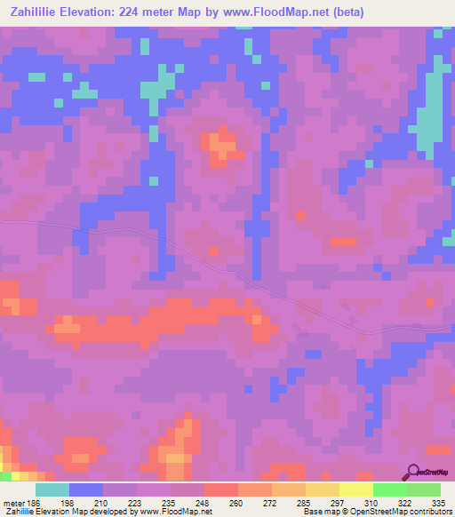 Zahililie,Ivory Coast Elevation Map