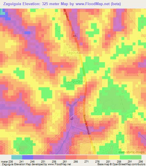 Zaguiguia,Ivory Coast Elevation Map