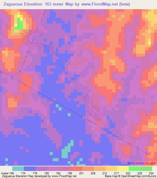 Zagueoua,Ivory Coast Elevation Map