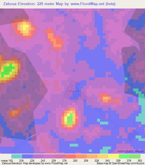 Zaboua,Ivory Coast Elevation Map