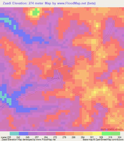 Zaadi,Ivory Coast Elevation Map