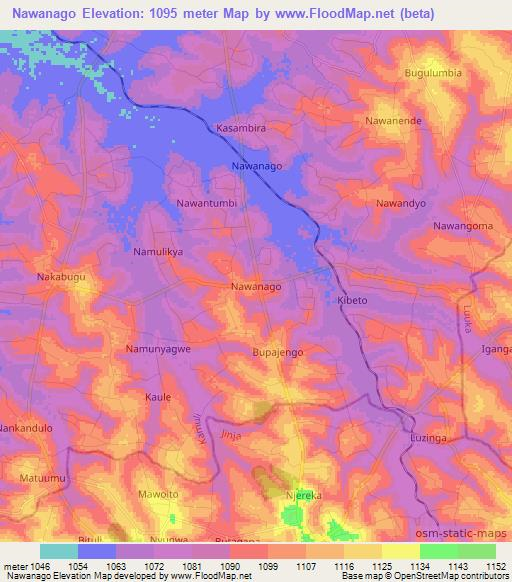 Nawanago,Uganda Elevation Map