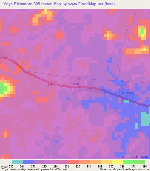 Yoya,Ivory Coast Elevation Map