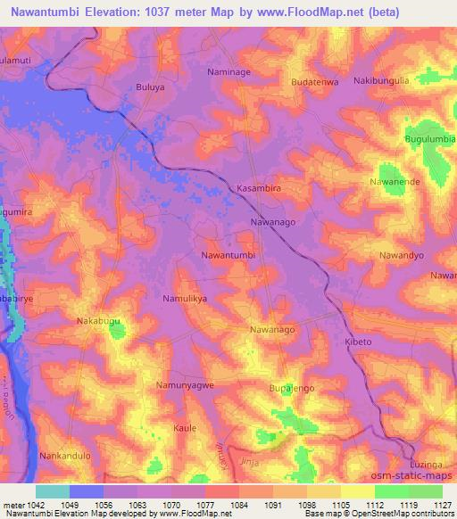 Nawantumbi,Uganda Elevation Map