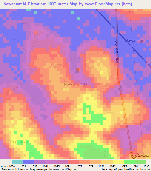 Nawantumbi,Uganda Elevation Map
