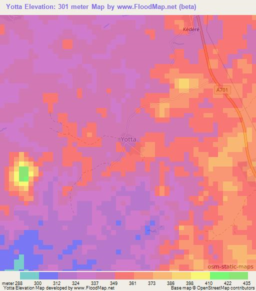 Yotta,Ivory Coast Elevation Map
