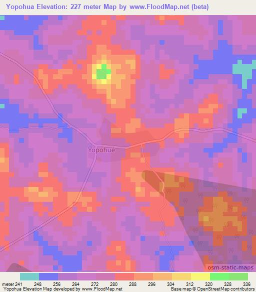 Yopohua,Ivory Coast Elevation Map