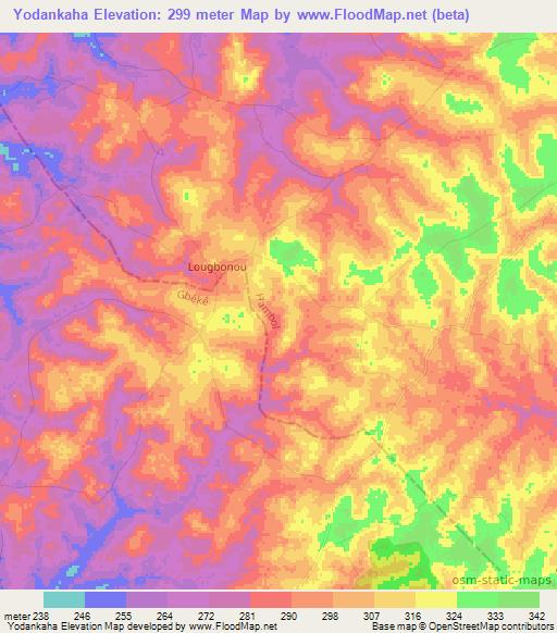 Yodankaha,Ivory Coast Elevation Map
