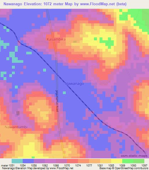 Nawanago,Uganda Elevation Map