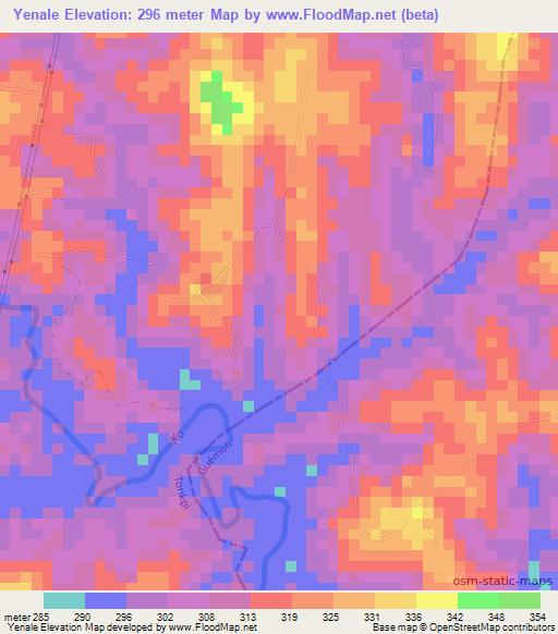 Yenale,Ivory Coast Elevation Map