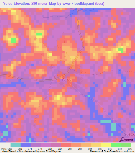 Yeleu,Ivory Coast Elevation Map