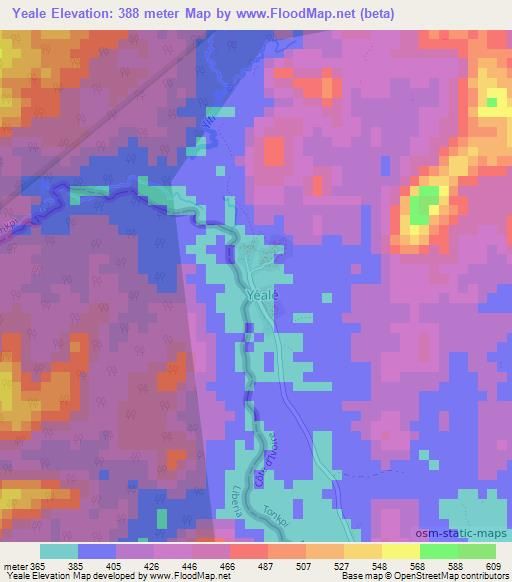 Yeale,Ivory Coast Elevation Map