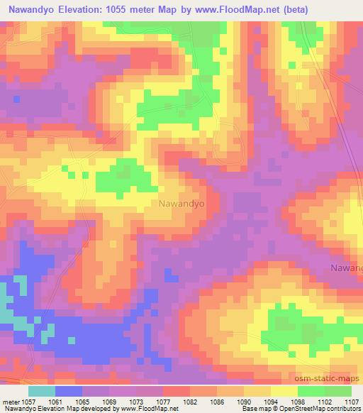 Nawandyo,Uganda Elevation Map