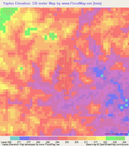 Yapleu,Ivory Coast Elevation Map