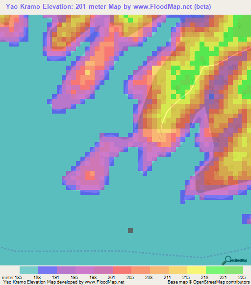 Yao Kramo,Ivory Coast Elevation Map