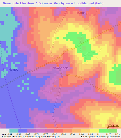 Nawandala,Uganda Elevation Map