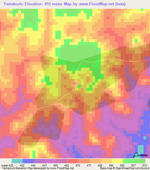 Yamatoulo,Ivory Coast Elevation Map