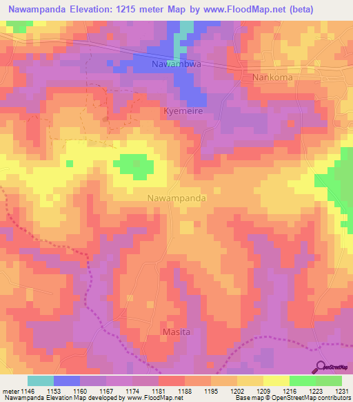 Nawampanda,Uganda Elevation Map