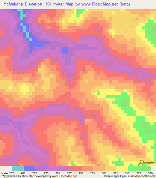 Yafyakaha,Ivory Coast Elevation Map