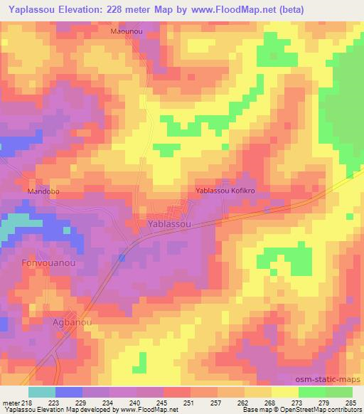 Yaplassou,Ivory Coast Elevation Map