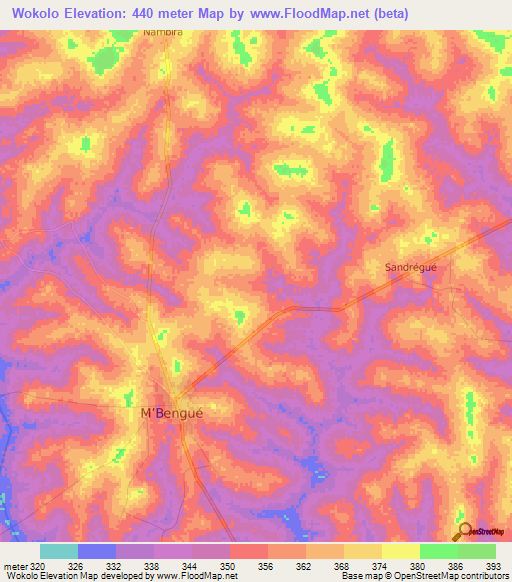 Wokolo,Ivory Coast Elevation Map