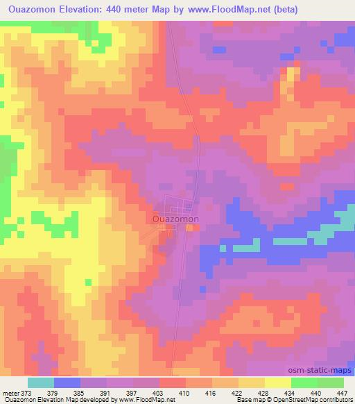 Ouazomon,Ivory Coast Elevation Map