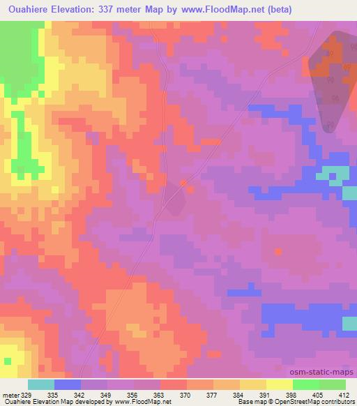 Ouahiere,Ivory Coast Elevation Map