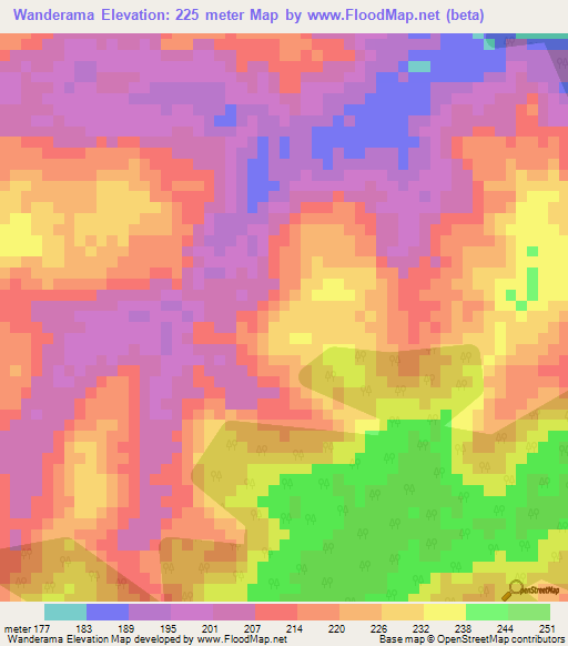 Wanderama,Ivory Coast Elevation Map