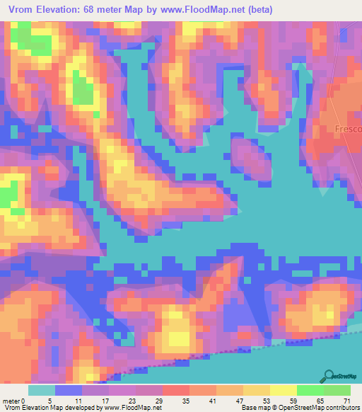 Vrom,Ivory Coast Elevation Map